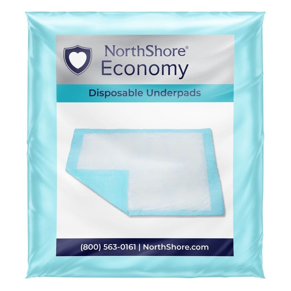 NorthShore Economy Underpads, 15 oz, Large 22x35, Blue